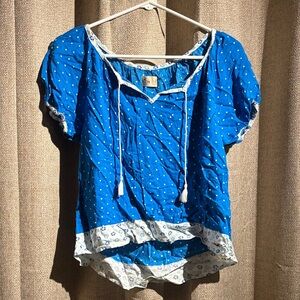 Blue Polka Dot Women's Top